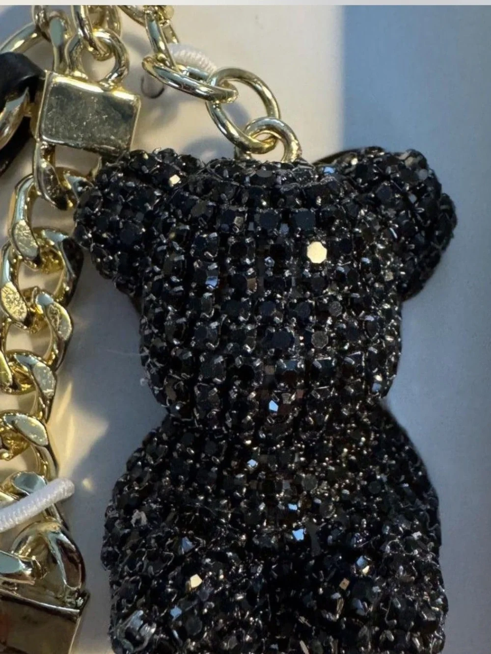 Eye Candy LA Gold Rhinestone Bear & AB Heart Handbag Charm New